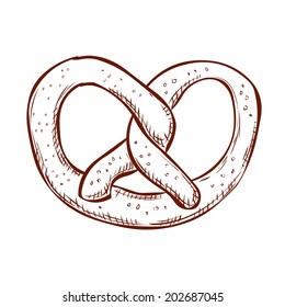 Hand drawn bavarian pretzel. 