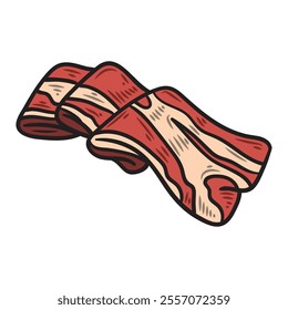 Hand Drawn BBQ Grill Illustration Colored - Wagyu Slices