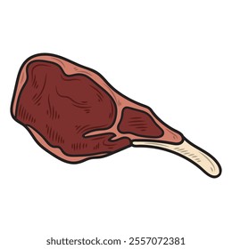 Hand Drawn BBQ Grill Illustration Colored - Tomahawk