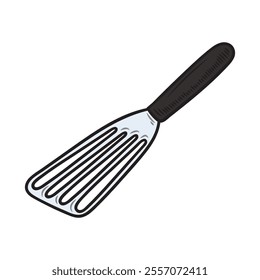 Hand Drawn BBQ Grill Illustration Colored - Spatula