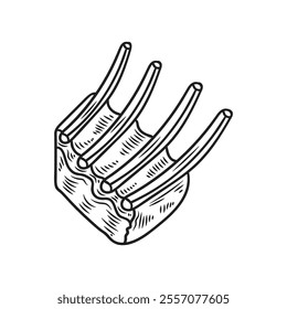 Hand Drawn BBQ Grill Illustration Colorless - Ribs 02