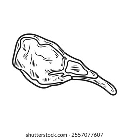 Hand Drawn BBQ Grill Illustration Colorless - Tomahawk