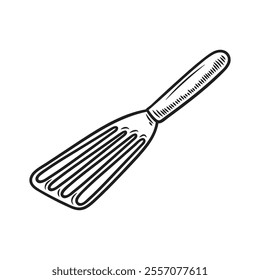 Hand Drawn BBQ Grill Illustration Colorless - Spatula