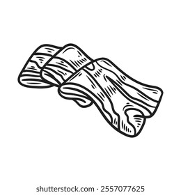 Hand Drawn BBQ Grill Illustration Colorless - Wagyu Slices