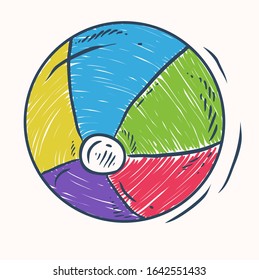 hand drawn beach ball. isolated doodle element  vector