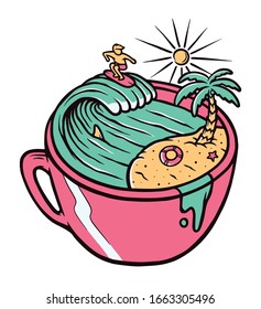 Hand drawn beach cup illustration