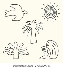Dibujado a mano elemento de playa doodle ilustración de dibujos animados
