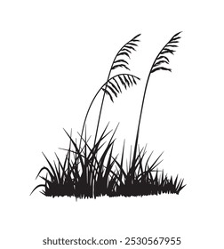 Arbusto de praia desenhado à mão. Ilustração vetorial. clip-art em preto e branco.