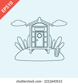 hand drawn beach house vector design flat modern isolated illustration