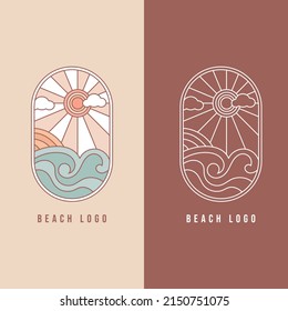 Hand drawn beach logo template. - Vector.