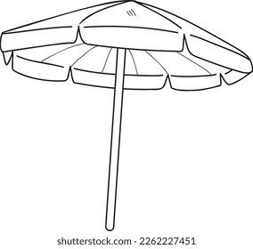 Hand Drawn beach umbrella illustration in doodle style isolated on background