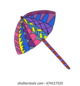 Hand drawn Beach Umbrella. Made by trace from sketch. Vector illustration.