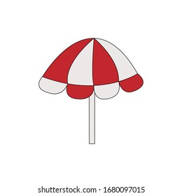 Hand drawn beach umbrella. Vector illustration.