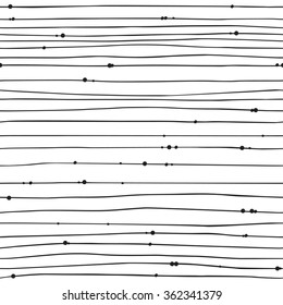 Hand drawn Bead Illustration. Black Contour Creative ink art-work. Boho chic background. Vector seamless pattern