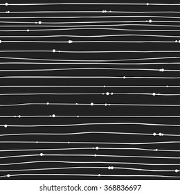 Hand drawn Bead Illustration. Black Contour Creative ink art-work. Boho chic background. Vector seamless pattern