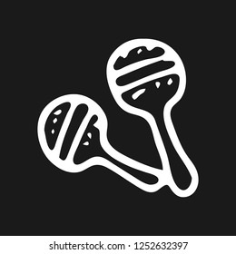 Hand drawn beanbag doodle. Sketch children's toy icon. Decoration element. Isolated on black background. Vector illustration.