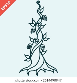 hand drawn beanstalk design vector flat isolated modern illustration