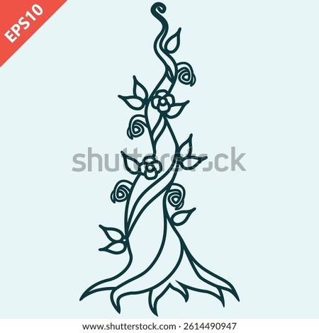 hand drawn beanstalk design vector flat isolated modern illustration