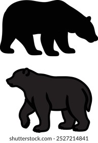 Hand drawn bear animals set silhouette Vector