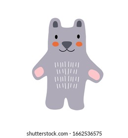 Hand drawn bear character design. Cute cartoon animal vector illustration. Abstract icon for baby posters, art prints, fashion apparel or stickers.