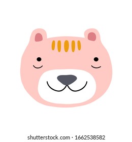 Hand drawn bear character design. Cute cartoon animal vector illustration. Abstract icon for baby posters, art prints, fashion apparel or stickers.