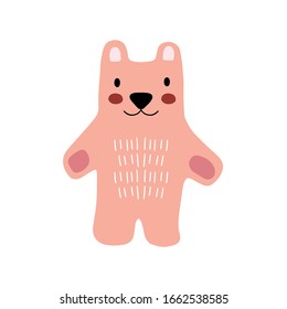 Hand drawn bear character design. Cute cartoon animal vector illustration. Abstract icon for baby posters, art prints, fashion apparel or stickers.