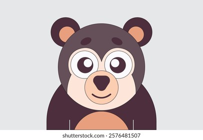 Hand drawn bear cute cartoon illustration on white background
