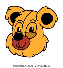 Ilustración facial de oso dibujado a mano, caricatura, estilo vintage. afiche, impresión de camisetas, pegatina, diseño de logotipo