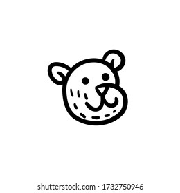 Hand drawn bear. Simple vector icon