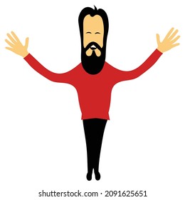 Hand drawn bearded man singing