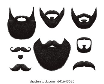 Hand drawn beards and mustaches vector collection