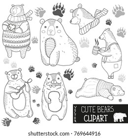 Hand drawn bears clipart