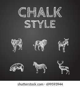 Hand Drawn Beast Sketches Set. Collection Of Wildcat, Jackass, Hound And Other Sketch Elements.