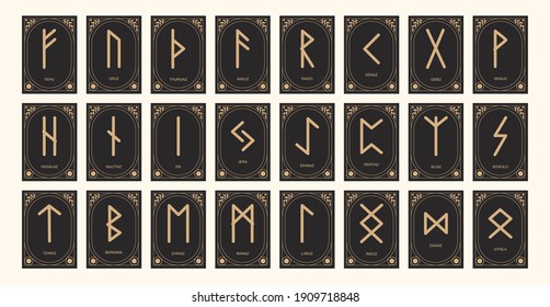 Hand drawn beautiful aesthetic. runes set. Fortune telling and predicting the future. Trendy vector illustration.