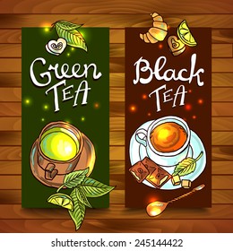 hand- drawn beautiful banners tea 