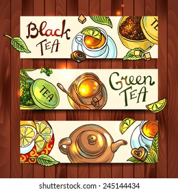 hand- drawn beautiful banners tea 