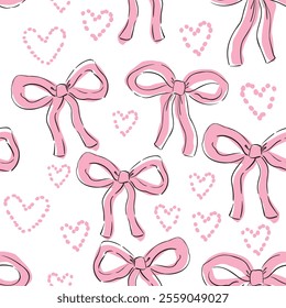  Hand Drawn Beautiful Bows holiday design pattern seamless Vector Illustration