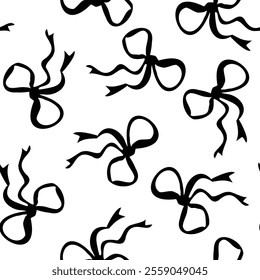  Hand Drawn Beautiful Bows holiday design pattern seamless Vector Illustration