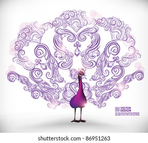 hand drawn beautiful calligraphy peacock vector design