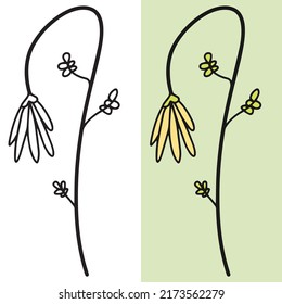 Hand drawn beautiful colorful flower icon illustration. Perfect for tattoos, logos, symbols or all your graphic needs.
