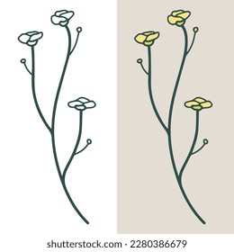 Hand drawn beautiful colorful flower icon illustration. Perfect for tattoos, logos, symbols or all your graphic needs.