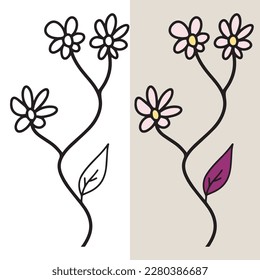 Hand drawn beautiful colorful flower icon illustration. Perfect for tattoos, logos, symbols or all your graphic needs.