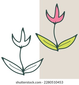 Hand drawn beautiful colorful flower icon illustration. Perfect for tattoos, logos, symbols or all your graphic needs.