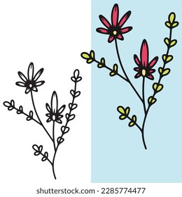 Hand drawn beautiful colorful flower icon illustration. Perfect for tattoos, logos, symbols or all your graphic needs.