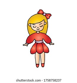 Hand drawn beautiful, cute, little Princess girl. Vector illustration.