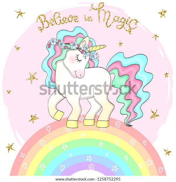 Hand Drawn Beautiful Cute Little Unicorn Stock Vector (royalty Free 