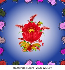 Handgezeichnet. Schönes Stoffmuster. Doodle Blumen und Äste, Kräuter und Blumen. Vektorgrafik.