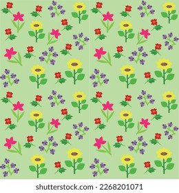 Hand drawn beautiful floral pattern with mint color