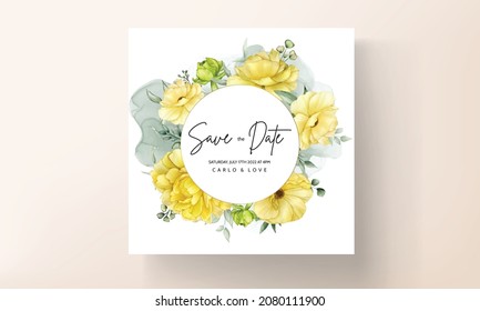 Hand drawn beautiful floral wedding invitation card set