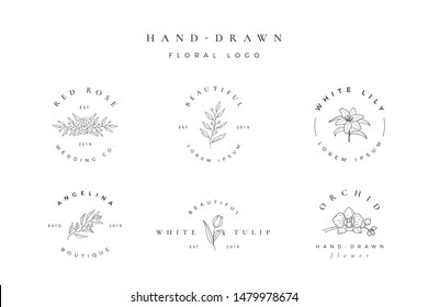 Hand drawn beautiful flower logo